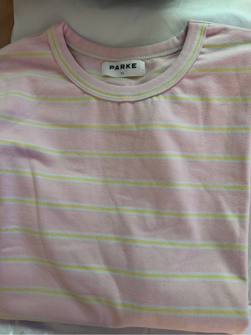 PARKE BIRTHDAY COLLECTION pink Stripe tee size XL - Picture 4 of 4